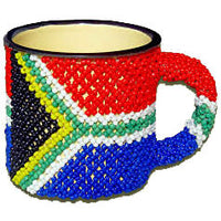 African Hut Beaded Tin Mug Large SA Flag 154g