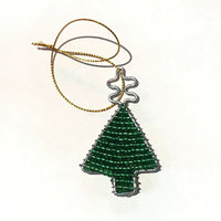 African Hut Beaded Green Christmas Tree Ornament 15g