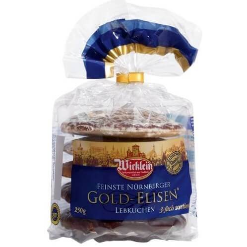 Wicklein Assorted Gold Elisen Oblaten Lebkuchen Assorted With 25 percent Nuts 250g