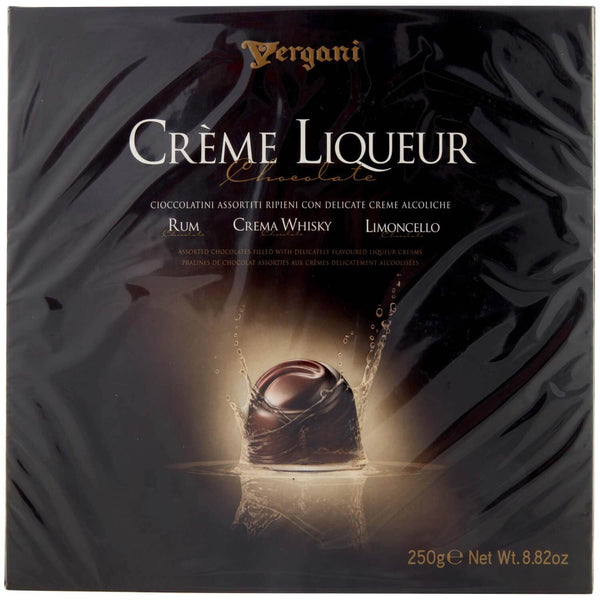 Vergani Creme Liquor Assorted Chocolate Pralines Filled with Rum Crema Whisky and Limoncello 250g