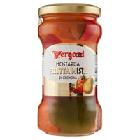 Vergani Mostarda Frutta Mista in Jar Condiment of Assorted Candied Fruits in Sweet Mustard Flavoured Syrup 400g