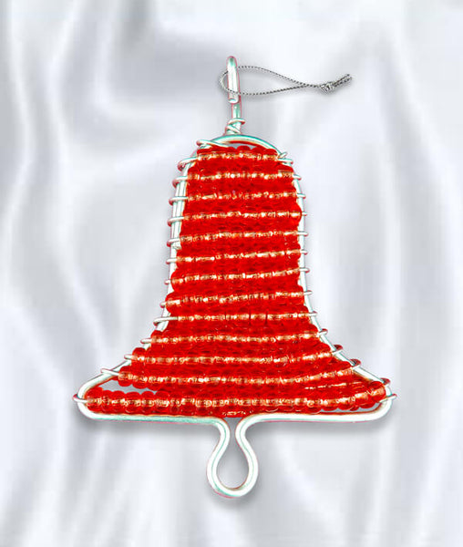 African Hut Beaded Christmas Bell Red Tree Ornament 20g