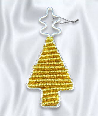 African Hut Beaded Tree Gold Tree Ornament 20g