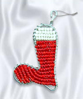 African Hut Beaded  Christmas Stocking Tree Ornament 20g