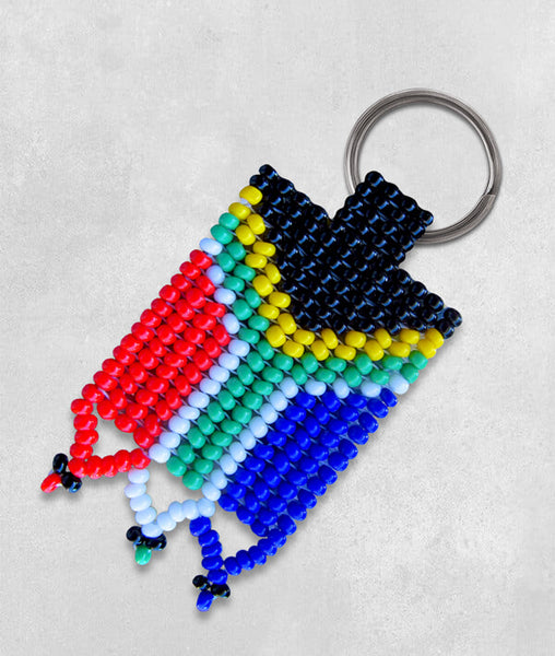 African Hut Heritage Day Beaded SA Flag Keyring 25g